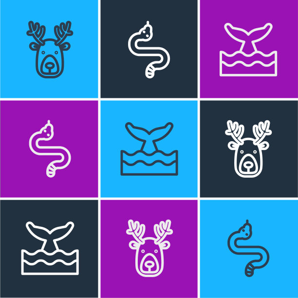 设置线鹿头与鹿角鲸鱼的尾巴图片下载