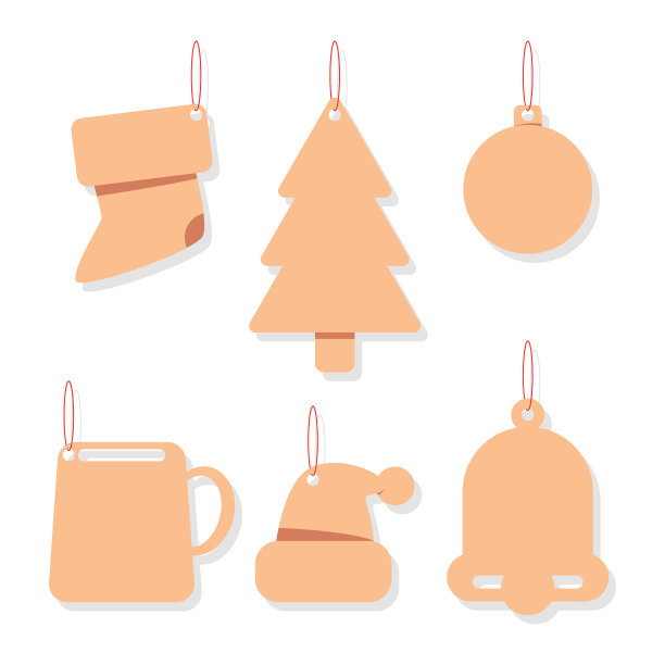 圣诞纸箱标签与红丝带设置图片下载