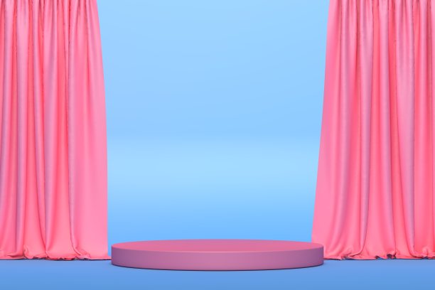 3D空产品架，讲台在帘前图片下载