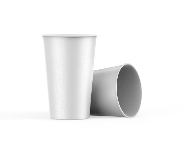 一次性纸杯模型的咖啡，茶，苏打水和软饮料。牛皮纸纸杯上孤立的白色背景，3d插图图片下载