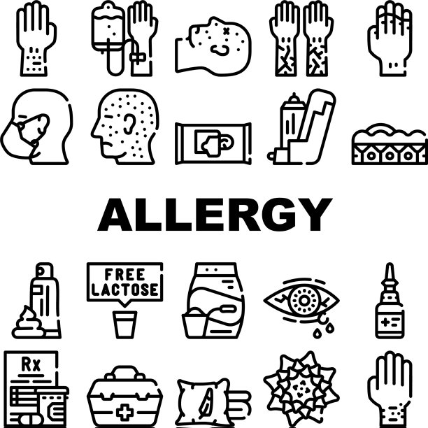过敏健康问题收集图标集图片下载