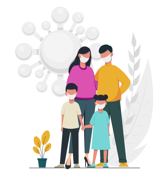 冠状病毒预防概念家庭在口罩图片下载