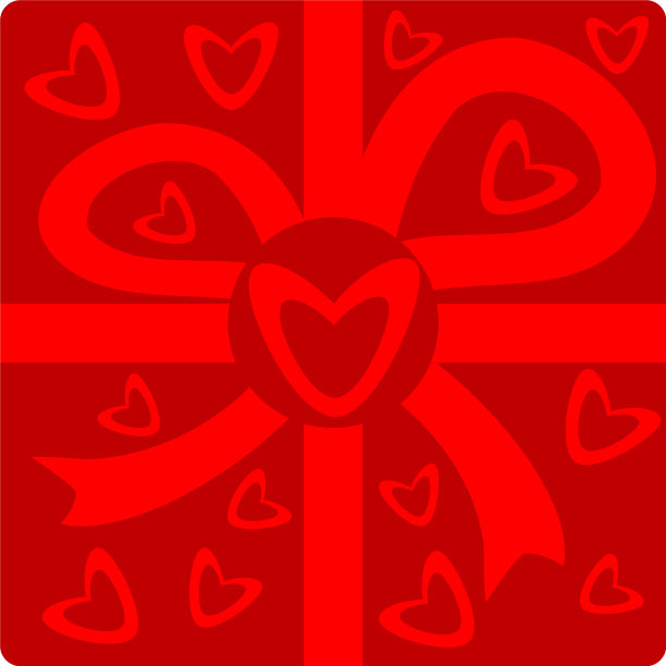 想象一个红色心形的礼品盒图片下载