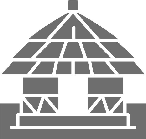 非洲当地传统房屋灰色图标图片下载