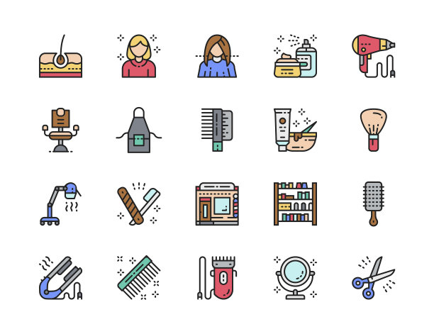 设美容院平色图标发型师图片下载