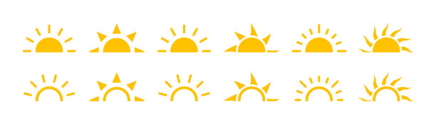 太阳日落图标孤立在白色背景上图片下载