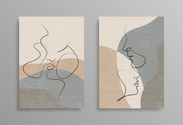 偶单线图设计隔离罩图片下载