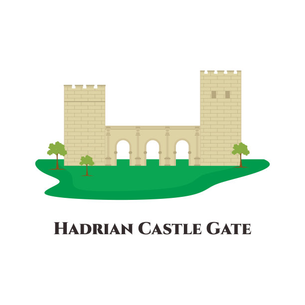 哈德良之门(Üçkapılar)是位于土耳其安塔利亚的一座凯旋门。建议参观一处历史遗址。这是一个美丽的罗马帝国的艺术和建筑。平面向量插图图片下载
