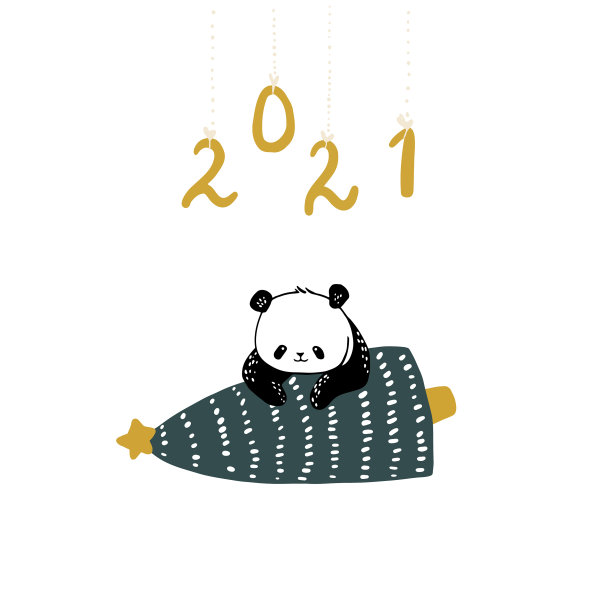 贺卡一个可爱的熊猫承载着一个圣诞节图片下载