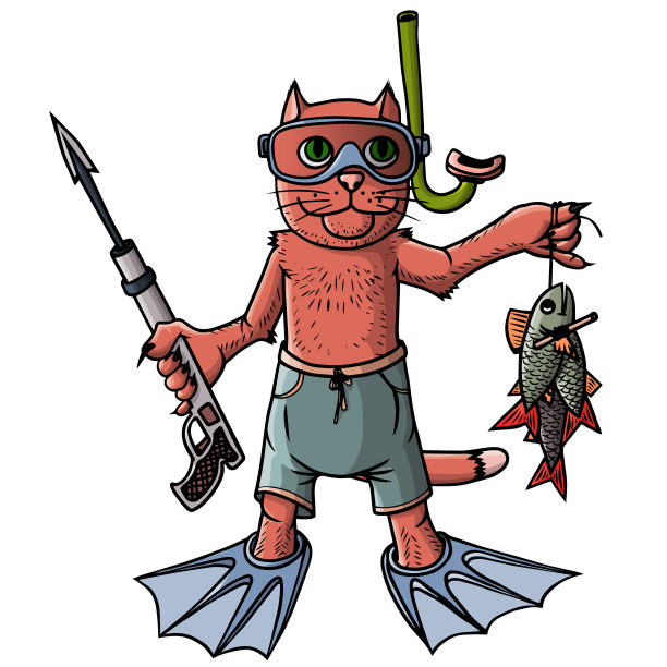 猫的潜水员图片下载