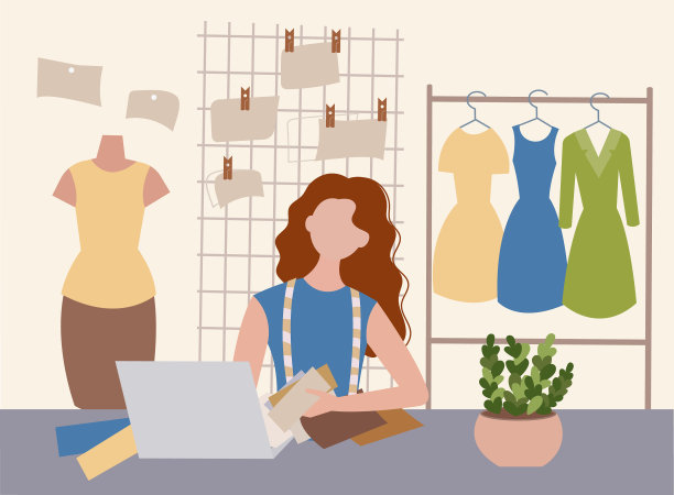 时装设计师在车间工作图片下载