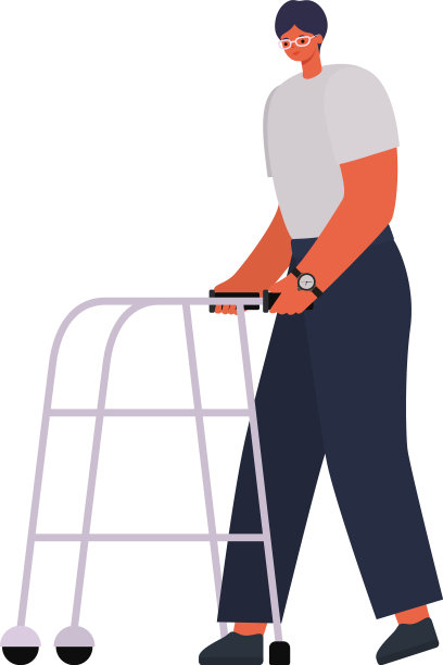 穿着深蓝色牛仔裤，带着矫形助行器的男人图片下载