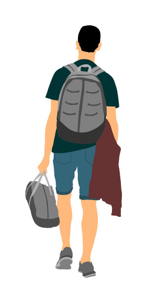 背着背包往机场走的乘客图片下载