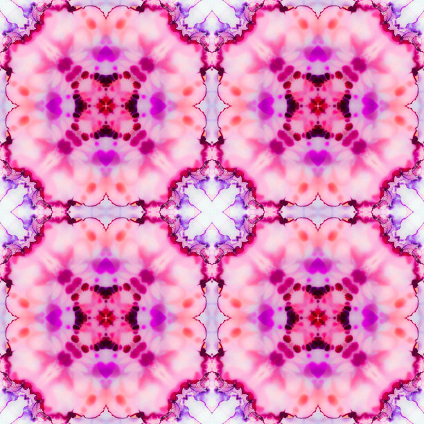 酒精水墨抽象艺术重复图案的粉红色，紫色，白色和橙色图片下载