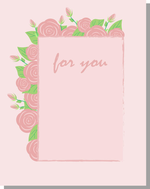 带有玫瑰和文字的明信片模板图片下载