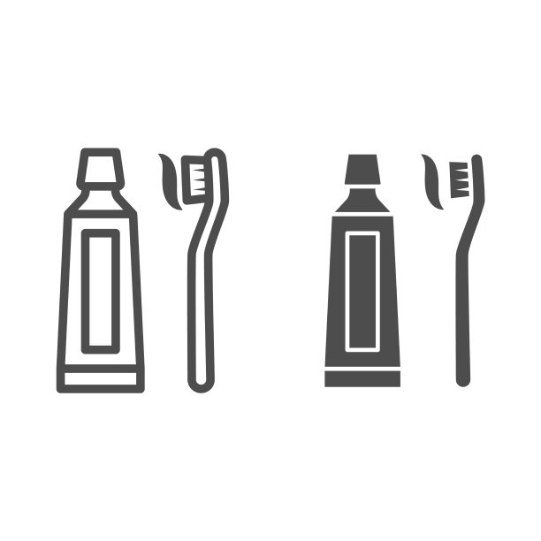 牙膏和刷线和固体图标图片下载