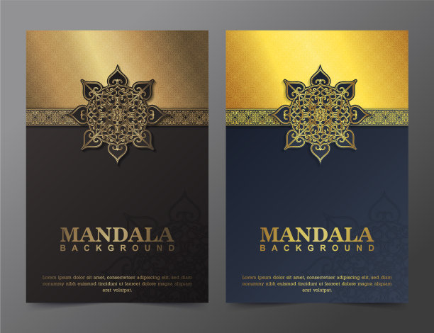 豪华封面背景与曼陀罗纹理图片下载