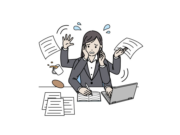 女商人辛苦忙碌插图图片下载