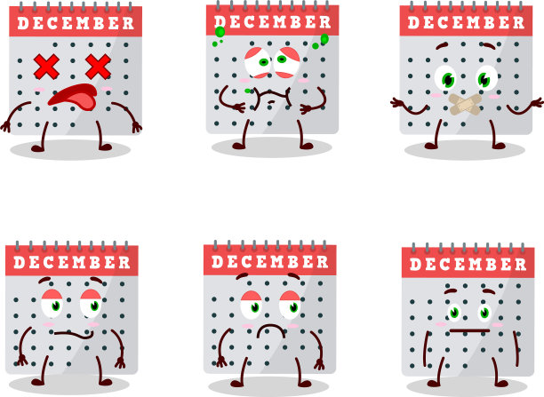 十二月日历卡通人物配不上图片下载