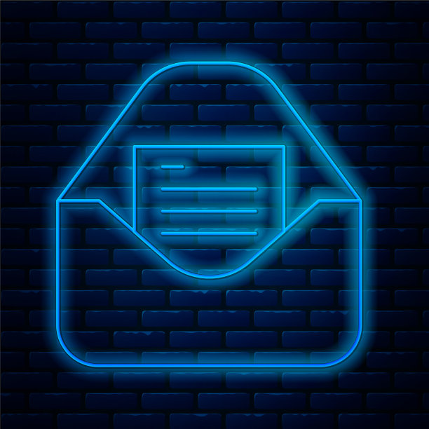 发光的霓虹灯线信封与圣诞派对图片下载