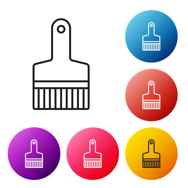 黑色线漆刷图标隔离在白色上图片下载