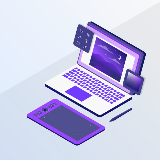 图形设计或设计师概念与笔记本电脑图片下载