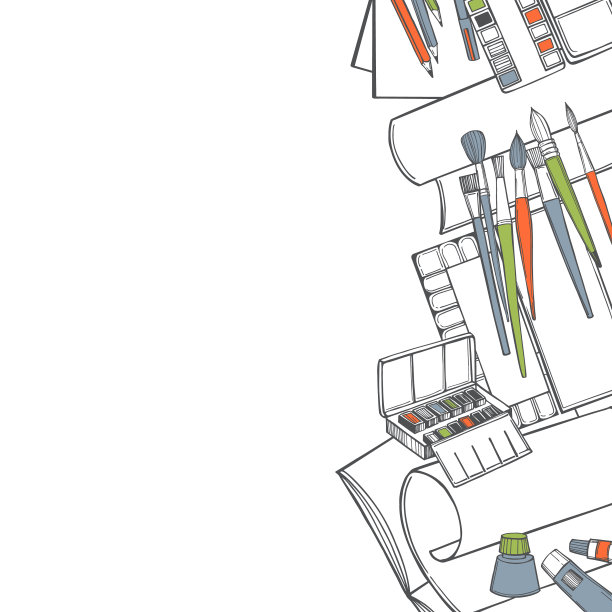 艺术画笔和水彩颜料图片下载