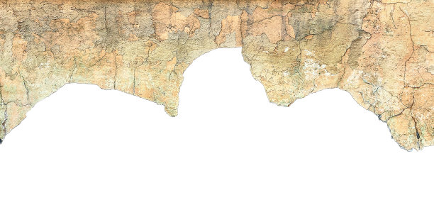 古老的裂缝石膏孤立在白色背景图片下载