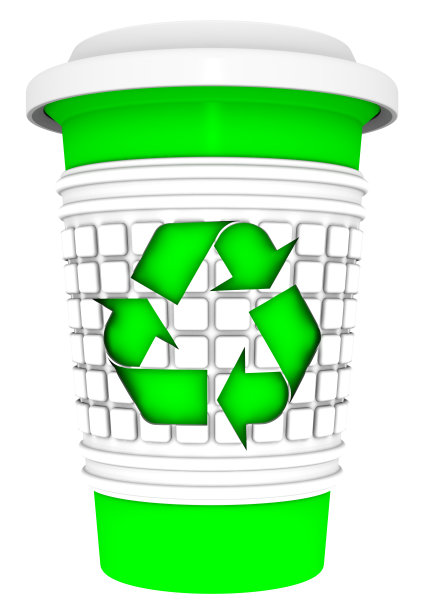 绿色的杯子，热饮由回收材料图片下载