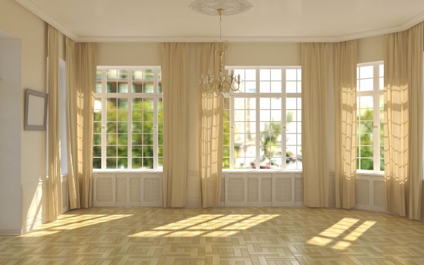 一个大型的空室内可视化，3D插图图片下载