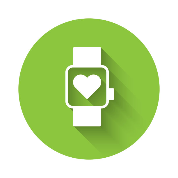 白色智能手表显示心跳率图标图片下载