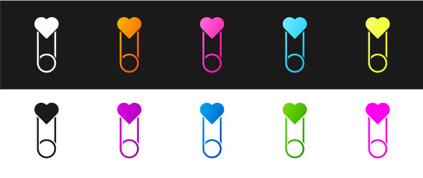 设置布衣别针图标隔离在黑色和图片下载