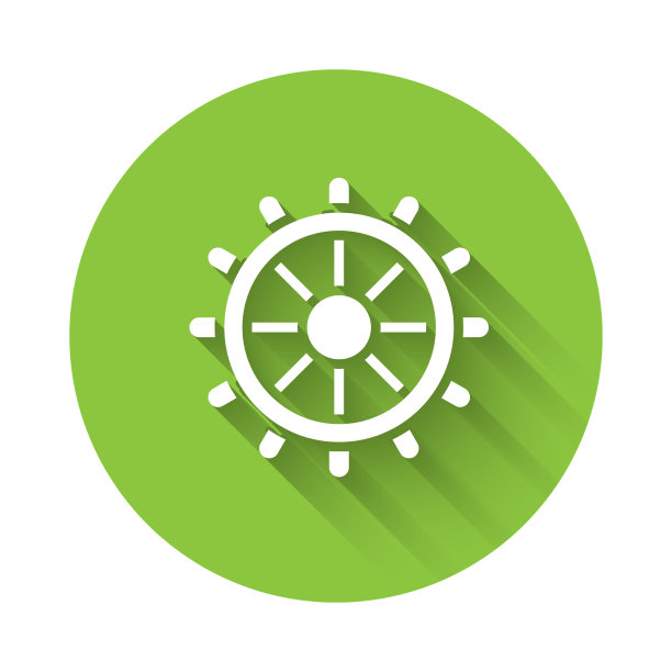 白色船舶方向盘图标与长隔离图片下载