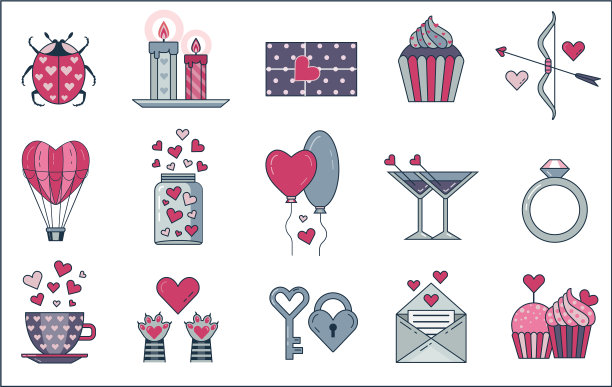 圣瓦伦丁14日2月日线图标图片下载