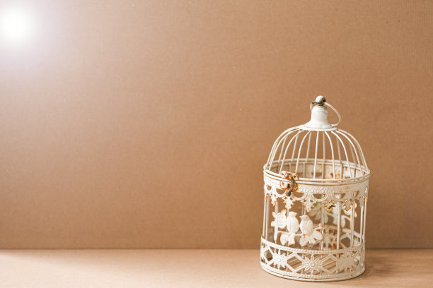 复古雕刻的维多利亚鸟笼，鸟舍和鹦鹉笼。图片下载