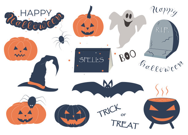 搞笑万圣节set南瓜蝙蝠书课文图片下载