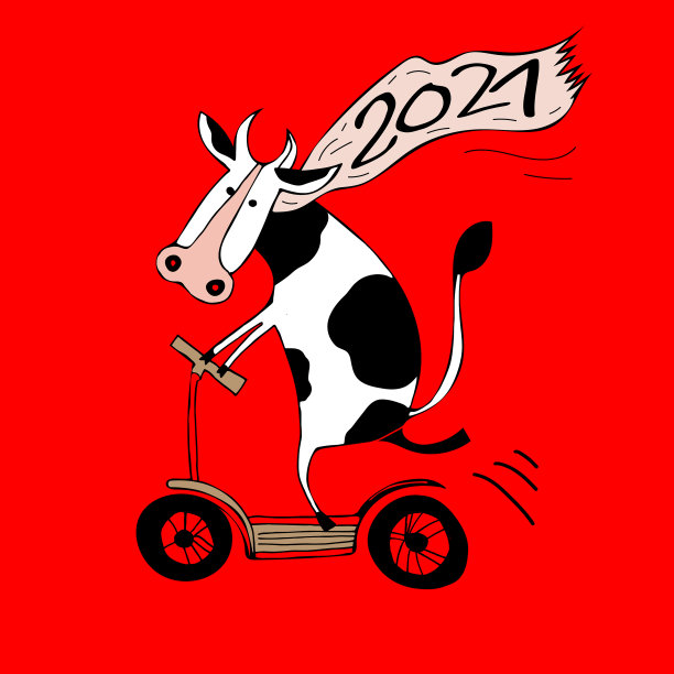 贺卡与公牛符号2021在涂鸦图片下载