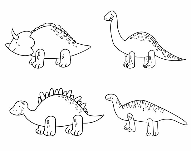 可爱的卡通线恐龙为儿童图片下载