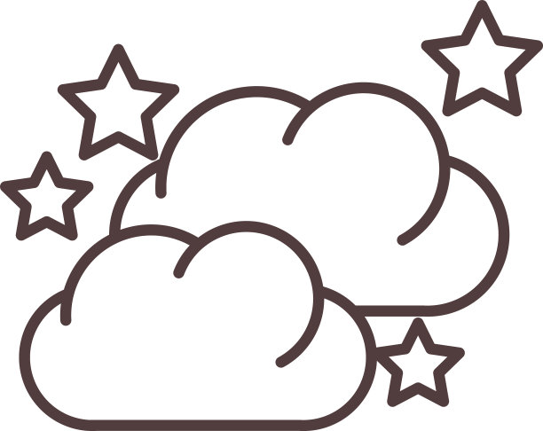 天气夜晚的云朵和星空线条的图标风格图片下载