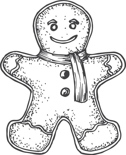 手绘圣诞姜饼人图片下载