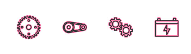 设置直线齿轮同步带套件和汽车蓄电池图片下载