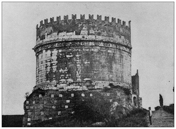 世界地标的古董照片(约1894年):塞西莉亚梅特拉墓，罗马，意大利图片下载