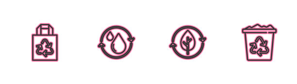 集可回收、可回收和叶线纸袋图片下载