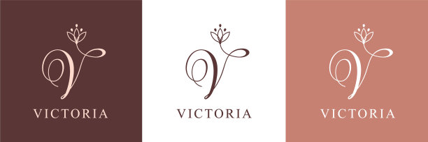 字母v标志模板绣字精致的花图片下载