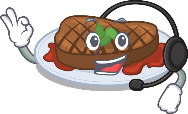 一个华丽的烤牛排吉祥物角色概念图片下载