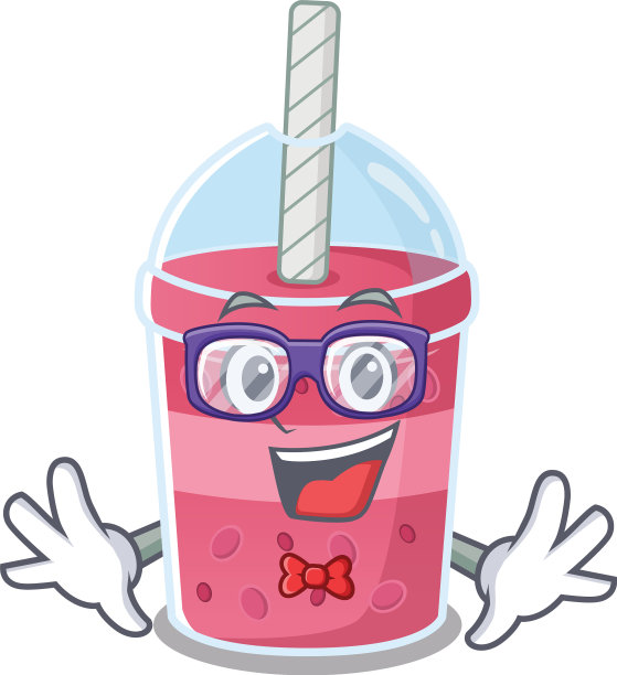 吉祥物设计风格极客草莓奶茶图片下载