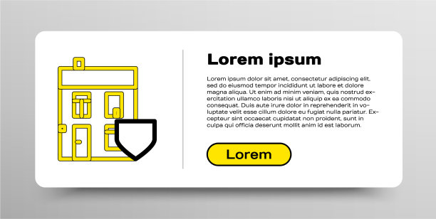 线房子与盾牌图标隔离在白色图片下载