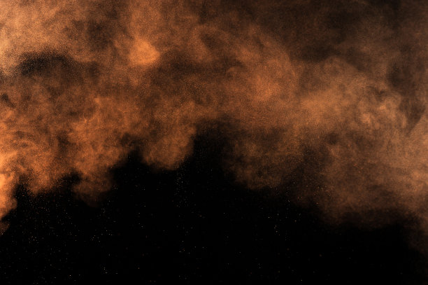 橙色粉末爆炸。图片下载