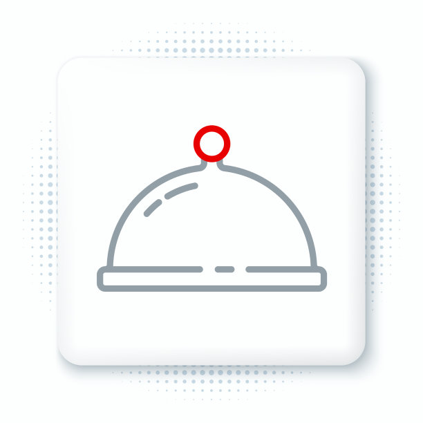 线上覆盖着一个托盘食物图标，孤立在上面图片下载