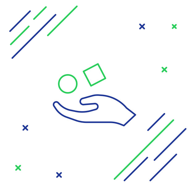 直线立方体悬浮在手上图标孤立上图片下载